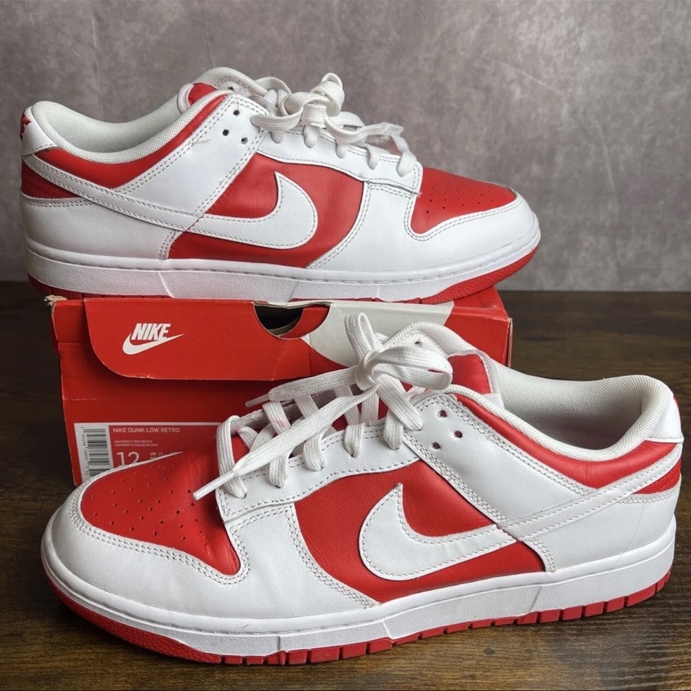 Nike Dunk Low Championship Red White 2021 Size 12 DD1391-600 Men’s Run Sneakers